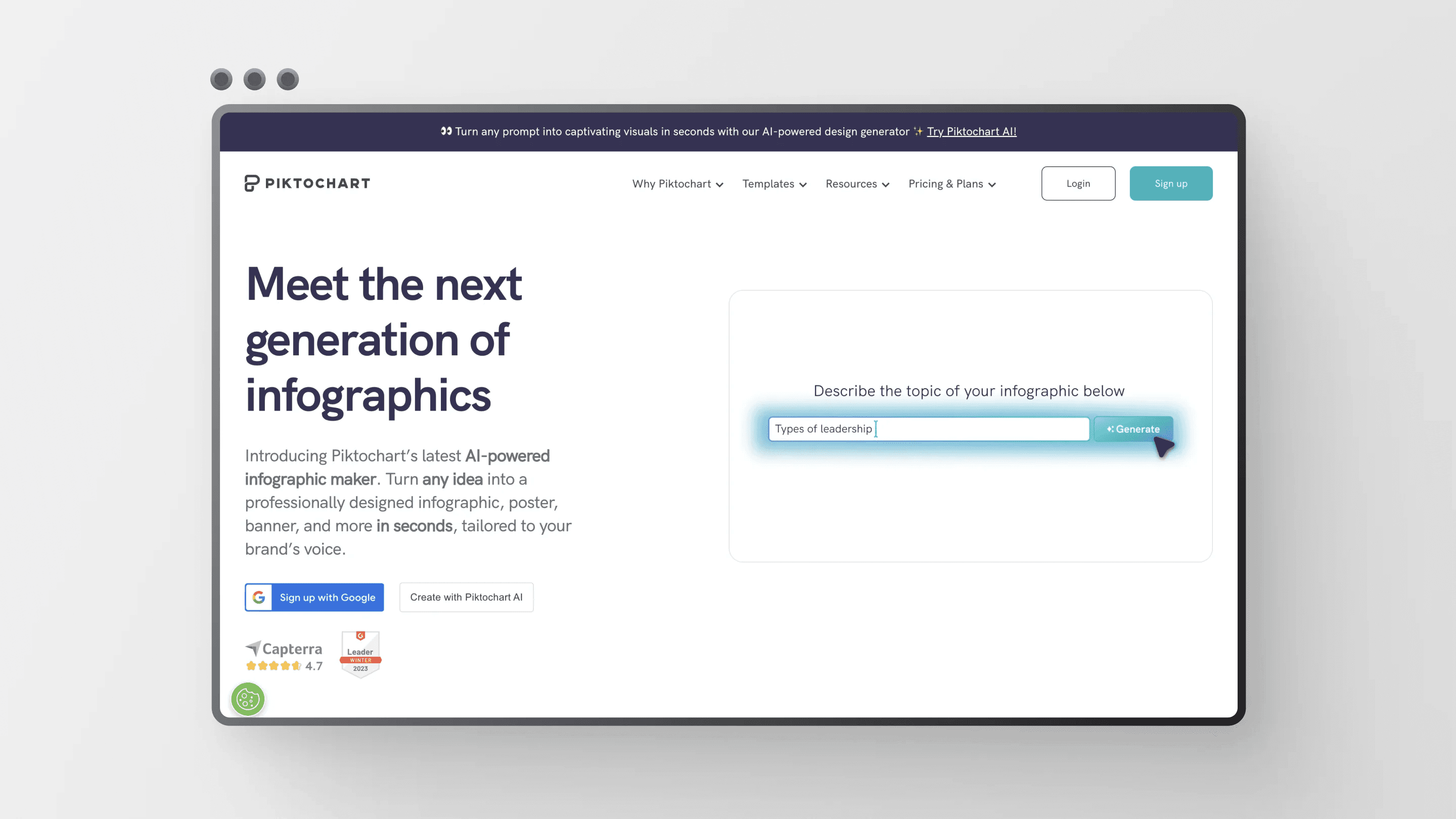 Piktochart, a tool to create infographics with AI