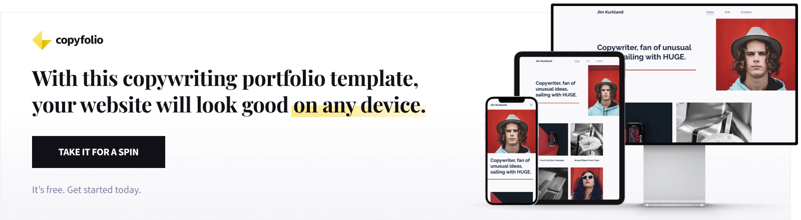 With this copywriting portfolio template, your website will look good on any device.