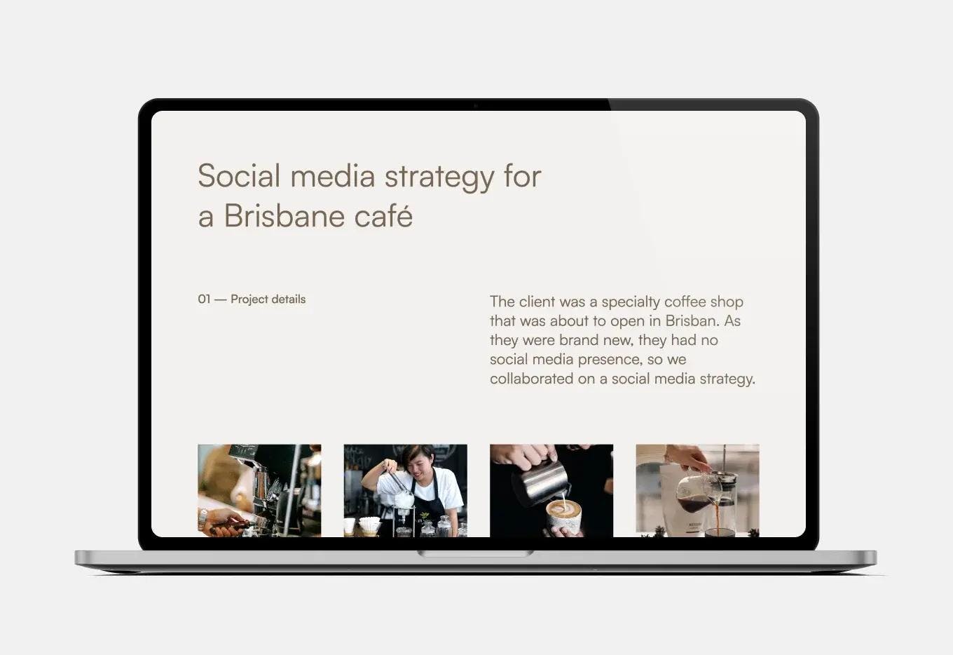 A social media strategy case study in a portfolio, created with Copyfolio