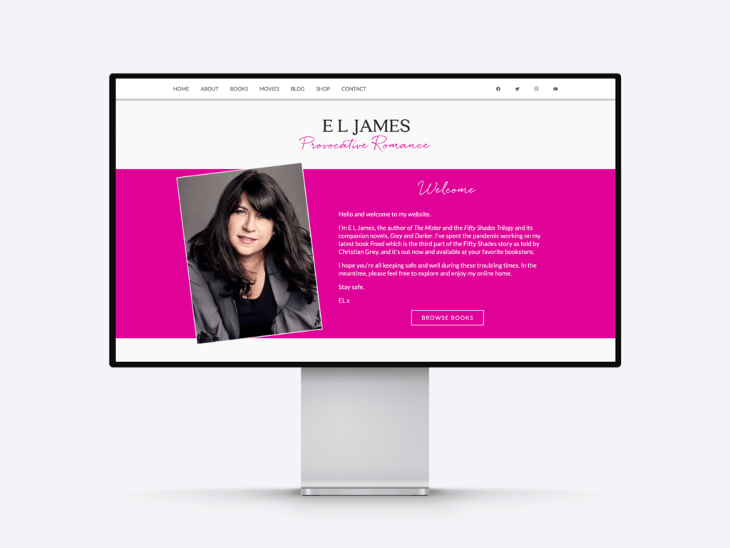The website of provocative romance author E. L. James