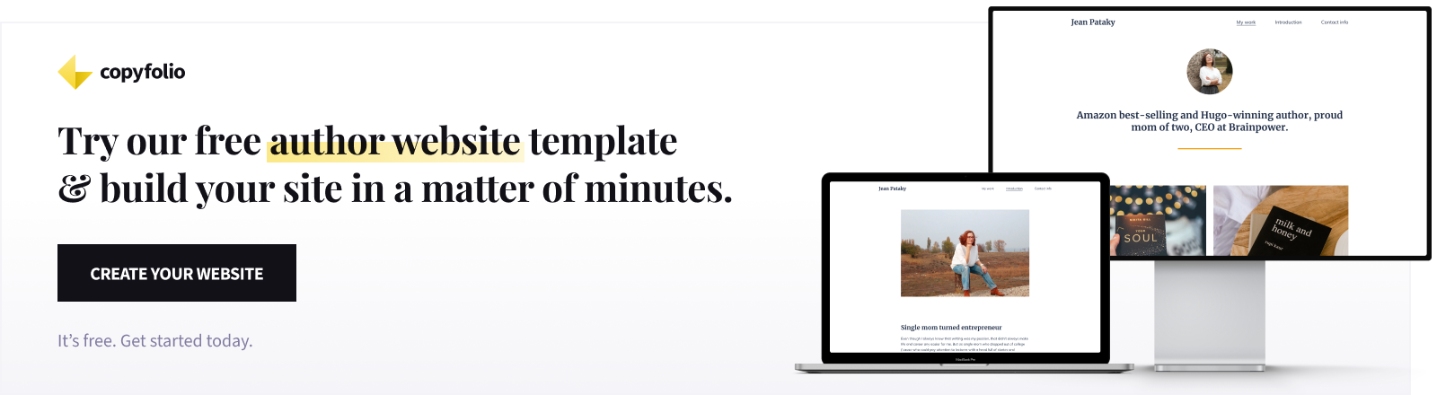 Try our free author website template & build your site in a matter of minutes.