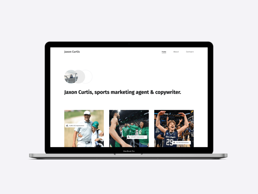 The online portfolio of Jaxon Curtis, sports marketing agent and copywriter